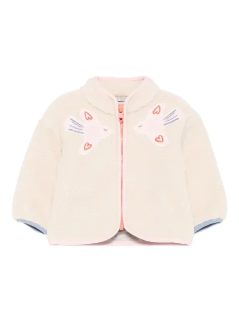 Stella McCartney Kids bird-embroidered fleece-texture jacket
