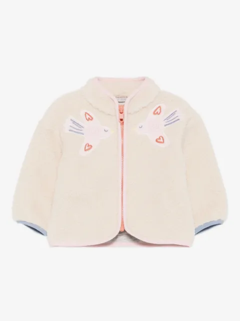 Stella McCartney Kids bird-embroidered fleece-texture jacket