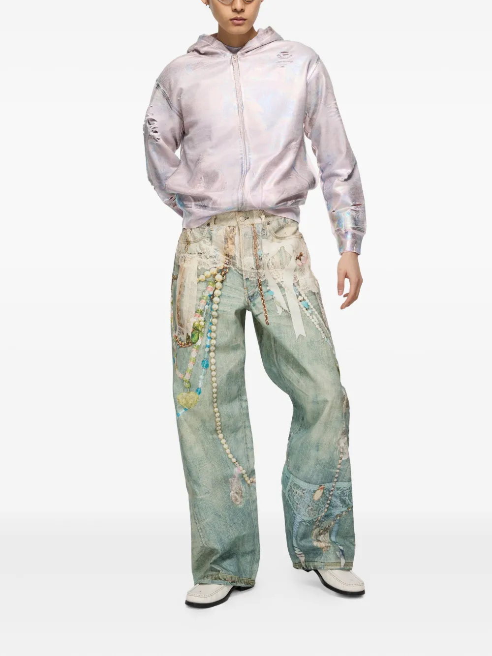 Acne Studios pantalones anchos con estampado trompe l'oeil | Pantalones anchos | Image 2