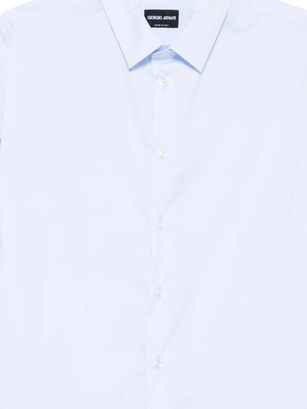 Giorgio Armani Tailored Cotton Shirt With Cuffed Sleeves And Curved Hem In Black