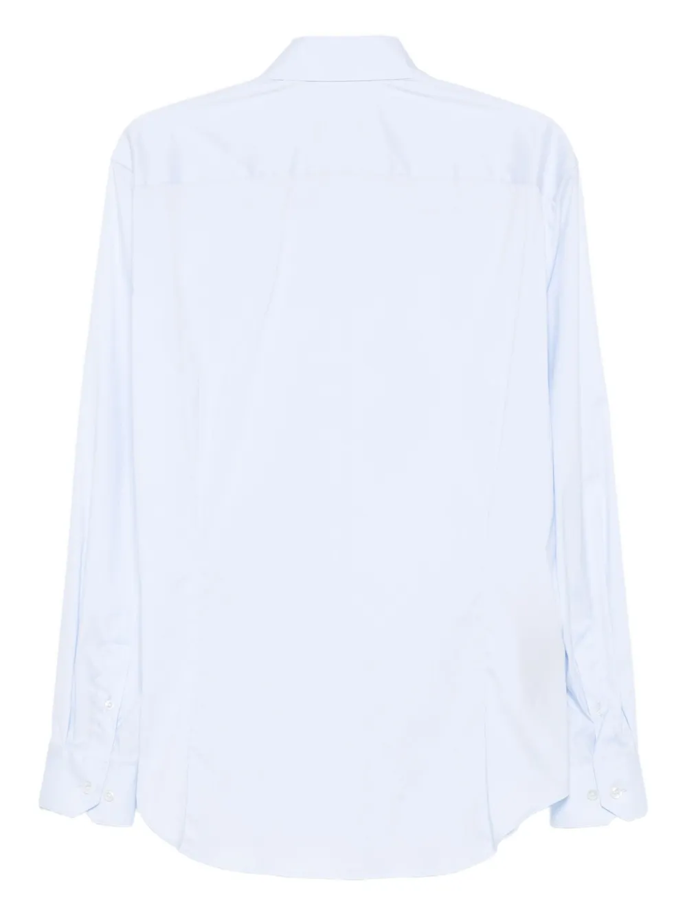 Giorgio Armani Tailored Cotton Shirt With Cuffed Sleeves And Curved Hem In Black