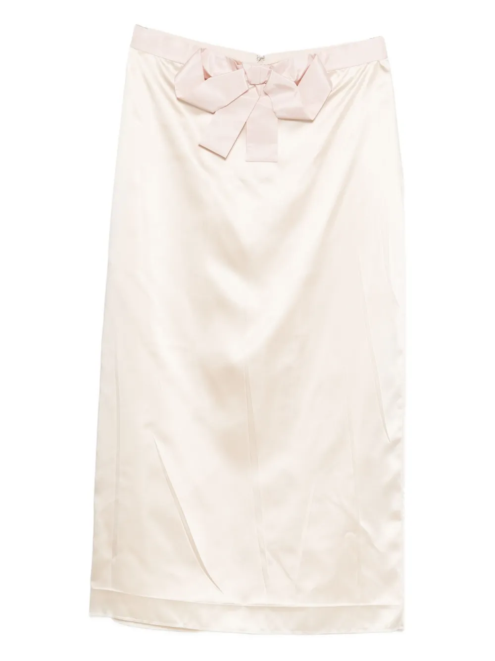 Valentino Bow-detail Silk Skirt In Neutral