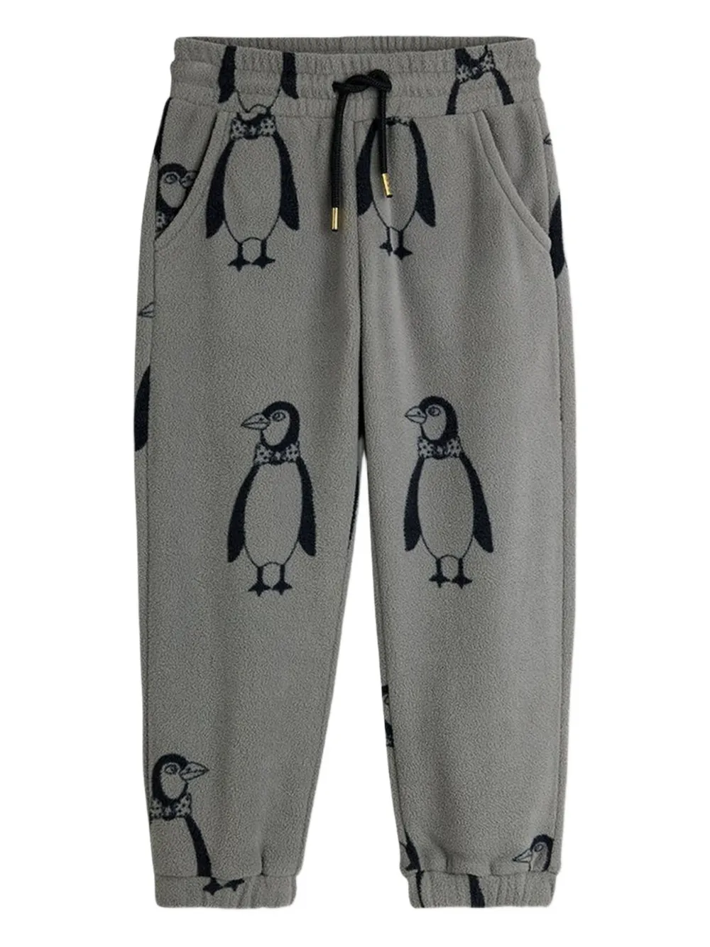 Mini Rodini Penguin fleece trousers | Grey | Image 1