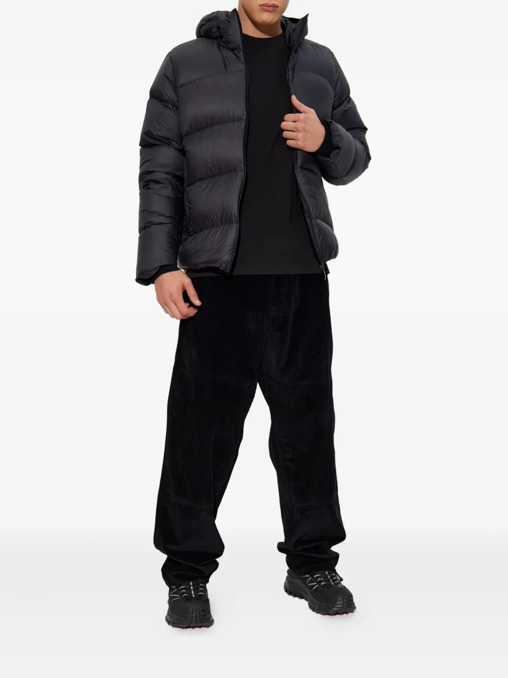 Moncler Fulcran Hooded Short Down Jacket In Black