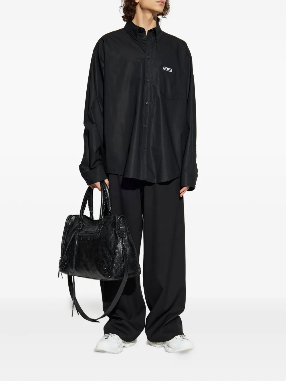 Balenciaga Overhemd met geborduurd logo Zwart