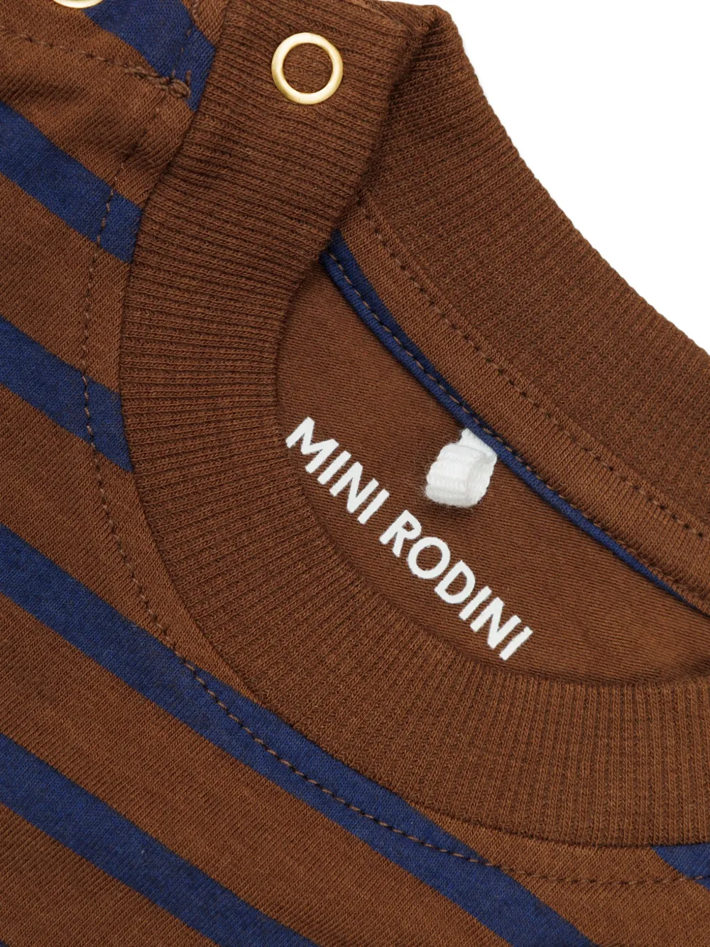 Mini Rodini Bird-patch Striped Trousers Set In Brown