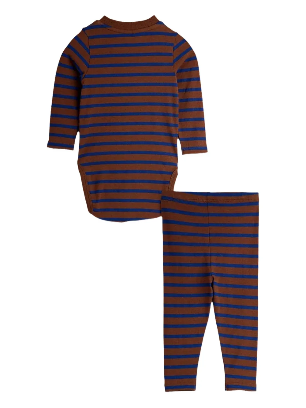 Mini Rodini Bird-patch Striped Trousers Set In Brown