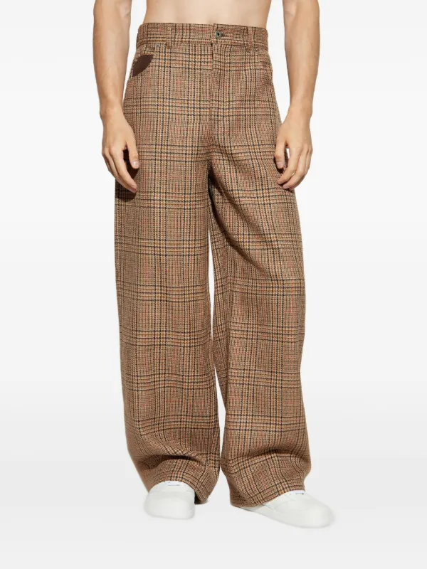 LOEWE Houndstooth Wool Trousers | Brown | FARFETCH TR