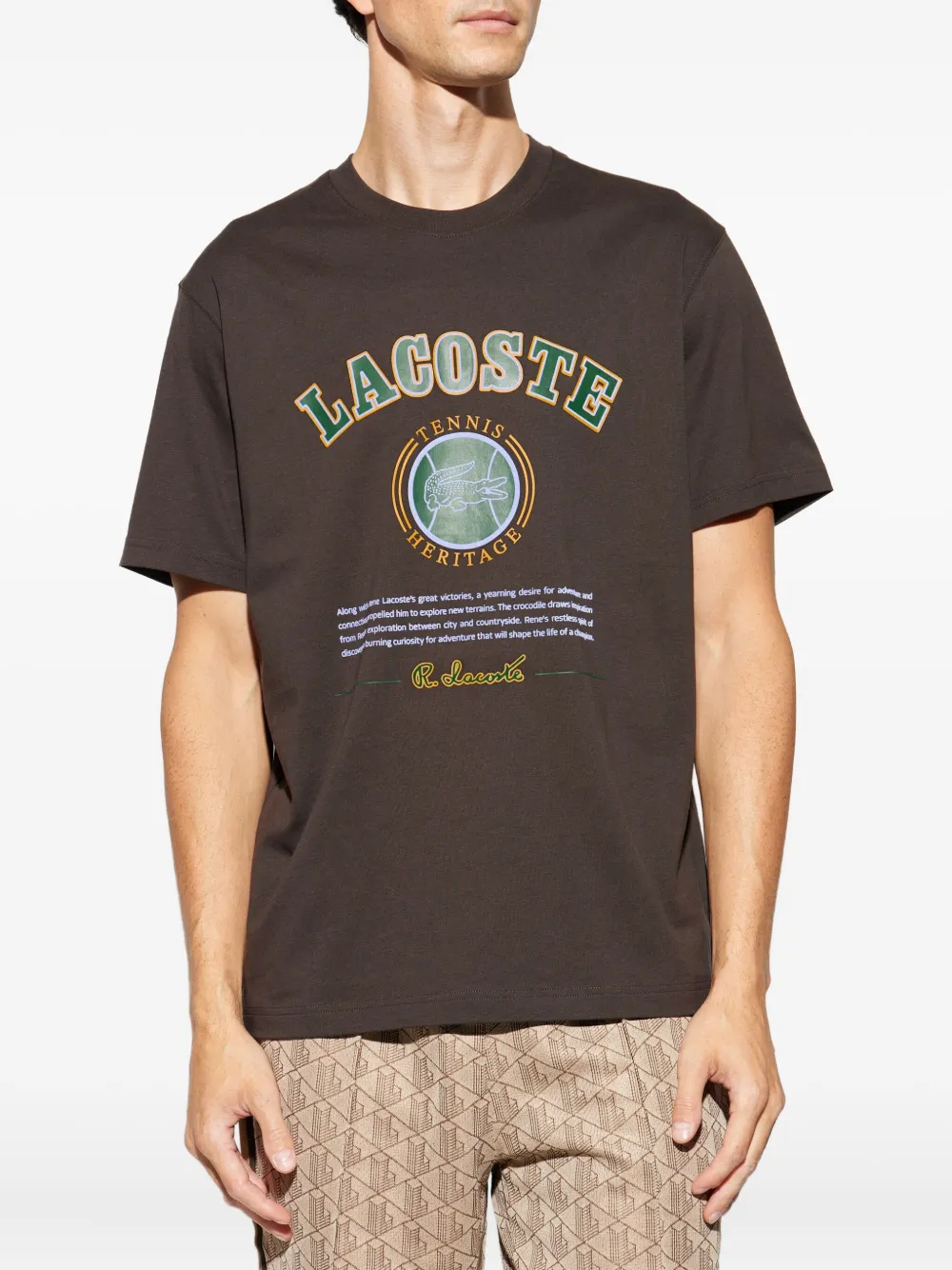 Lacoste T-shirt met grafische print Bruin