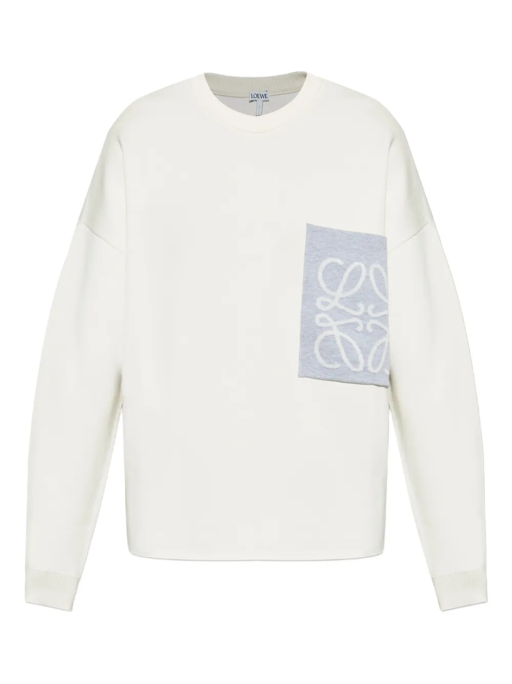 Loewe Logo-patch Cotton Sweater In Neutral