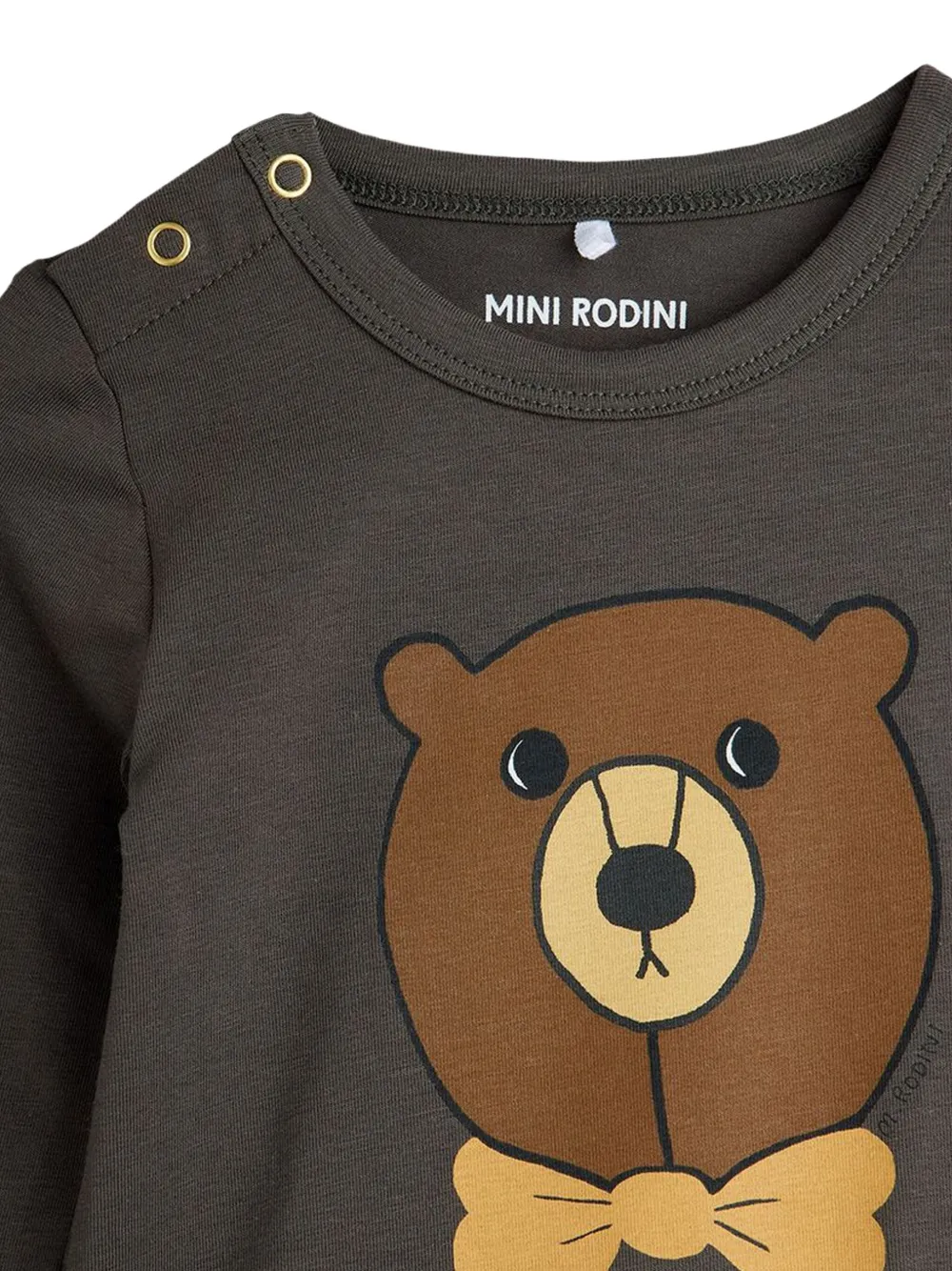 Mini Rodini Bear-print Long-sleeves Bodies In Gray