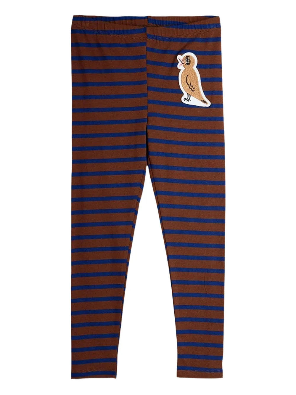 Mini Rodini bird-patch striped leggings | Brown | Image 1