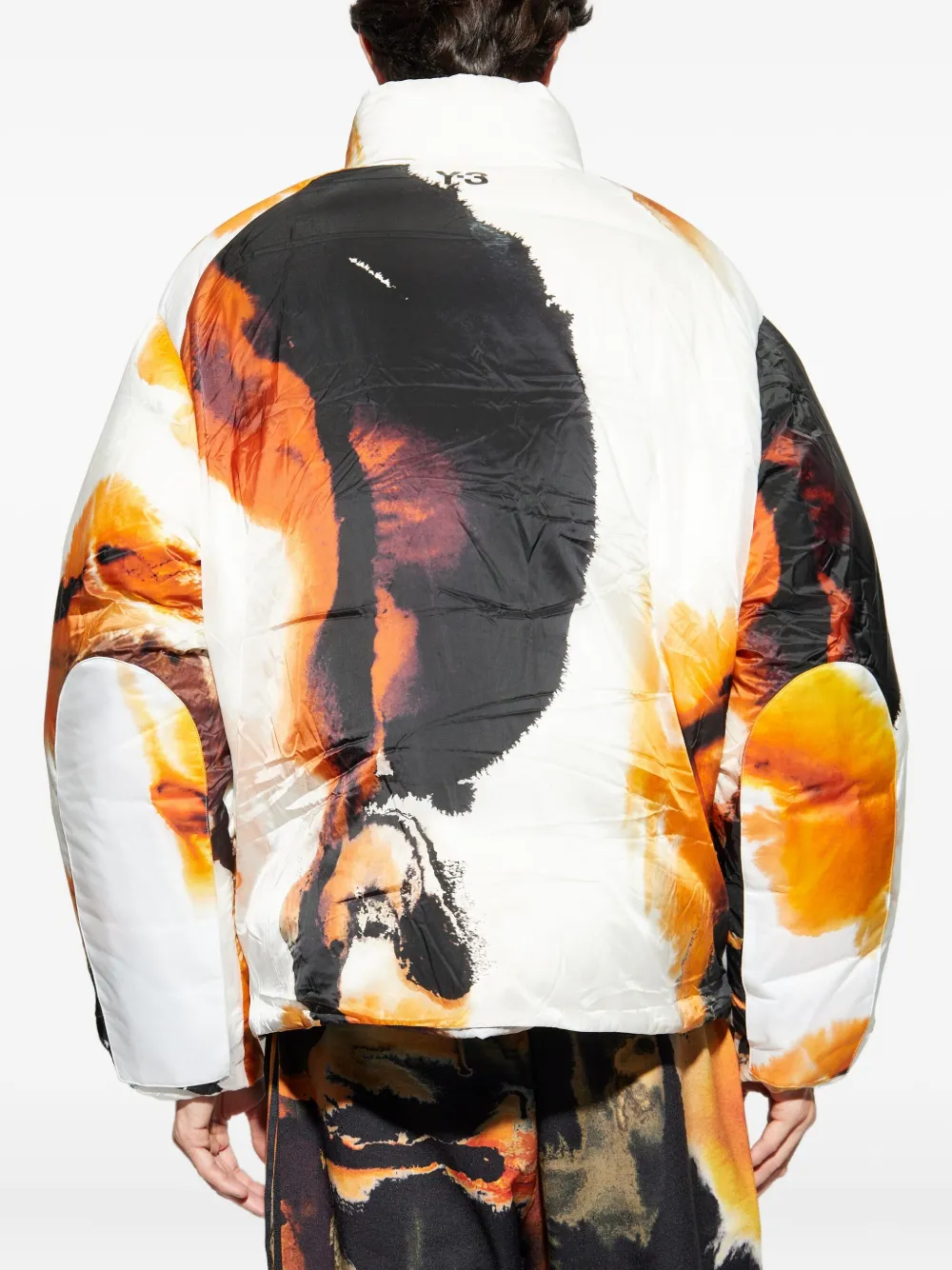 Y-3 Abstract-print Puffer Jacket In White
