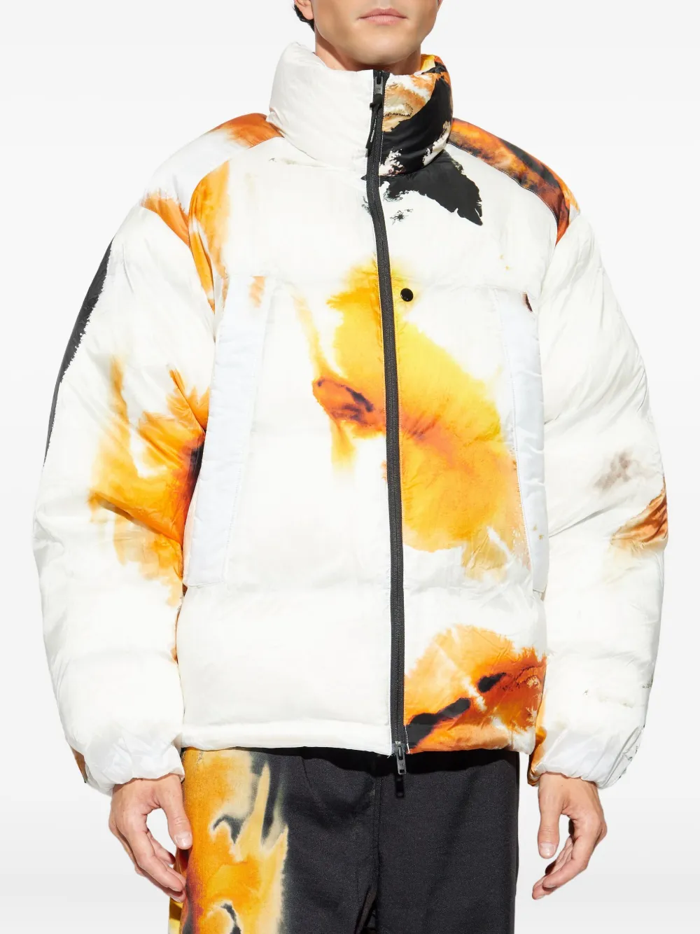 Y-3 Abstract-print Puffer Jacket In White