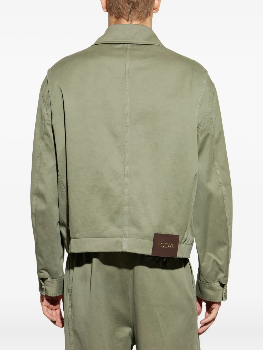 Loewe Belted Cotton Jacket In Green