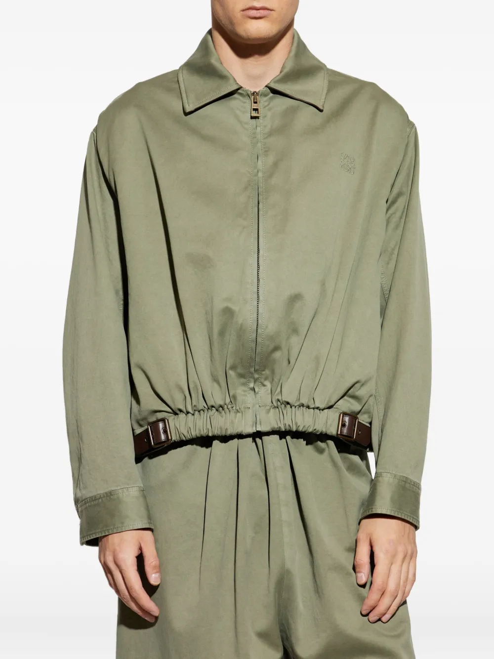 Loewe Belted Cotton Jacket In Green