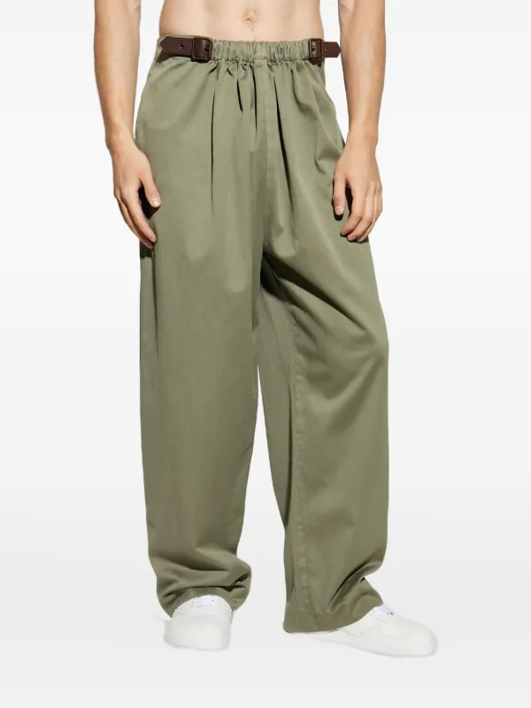 LOEWE Belted Pleated Trousers | グリーン | FARFETCH JP