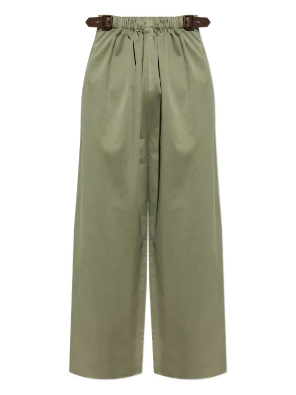 LOEWE フレアパンツ 46 オリーブグリーン LOEWE Belted Pleated Trousers | グリーン | FARFETCH JP