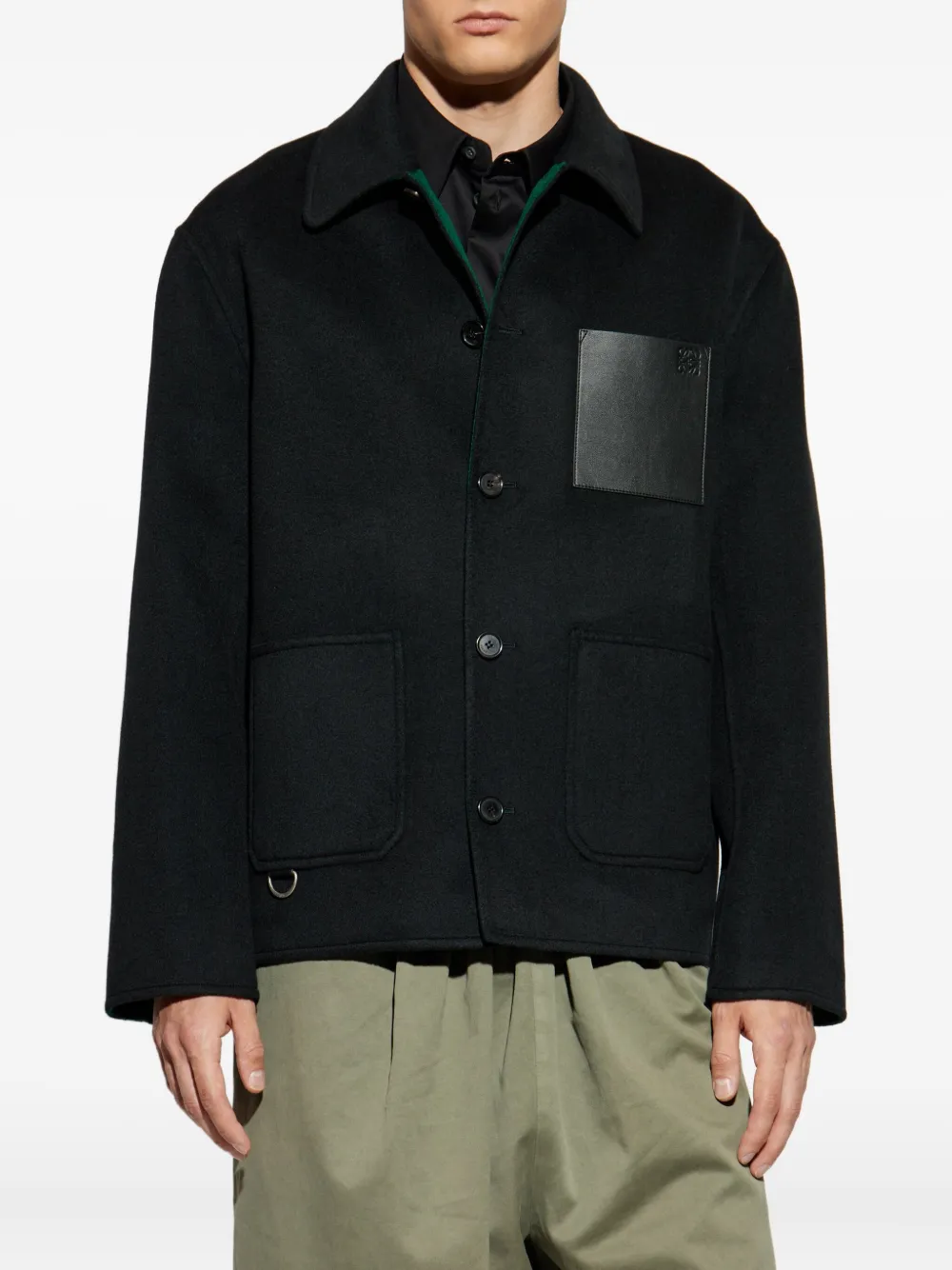 Loewe Black Cotton Workwear Jacket In Black