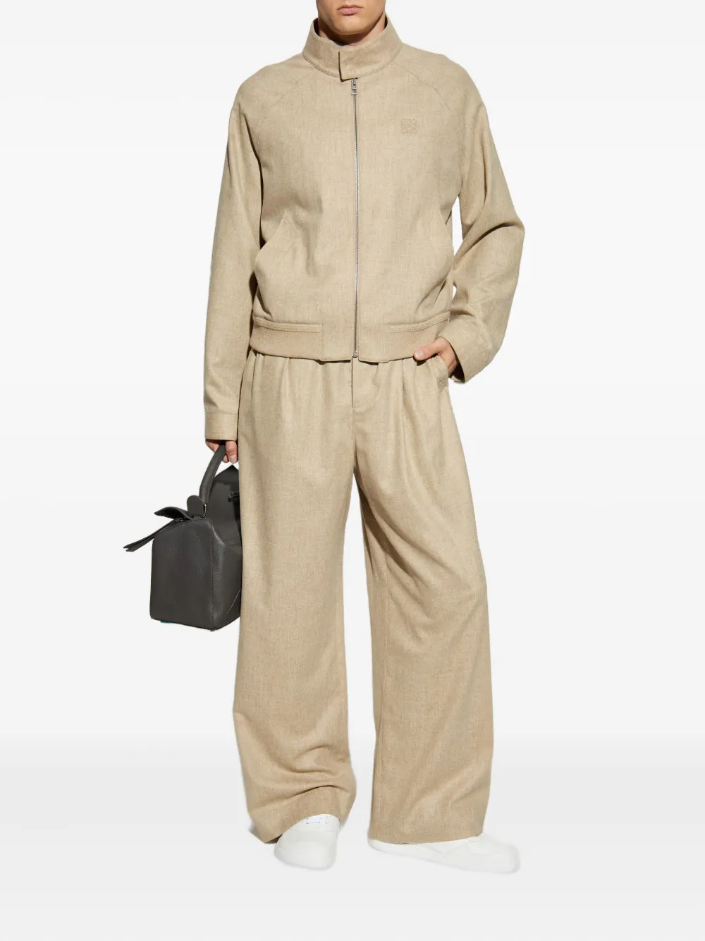 LOEWE Wollen broek met trekkoordtaille - Beige