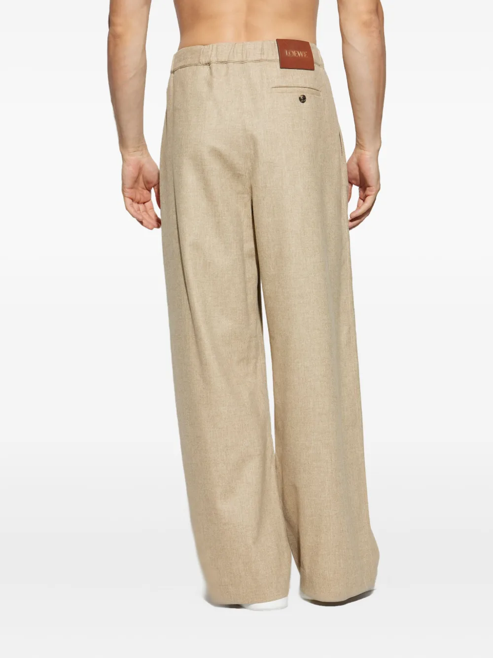 LOEWE Wollen broek met trekkoordtaille Beige