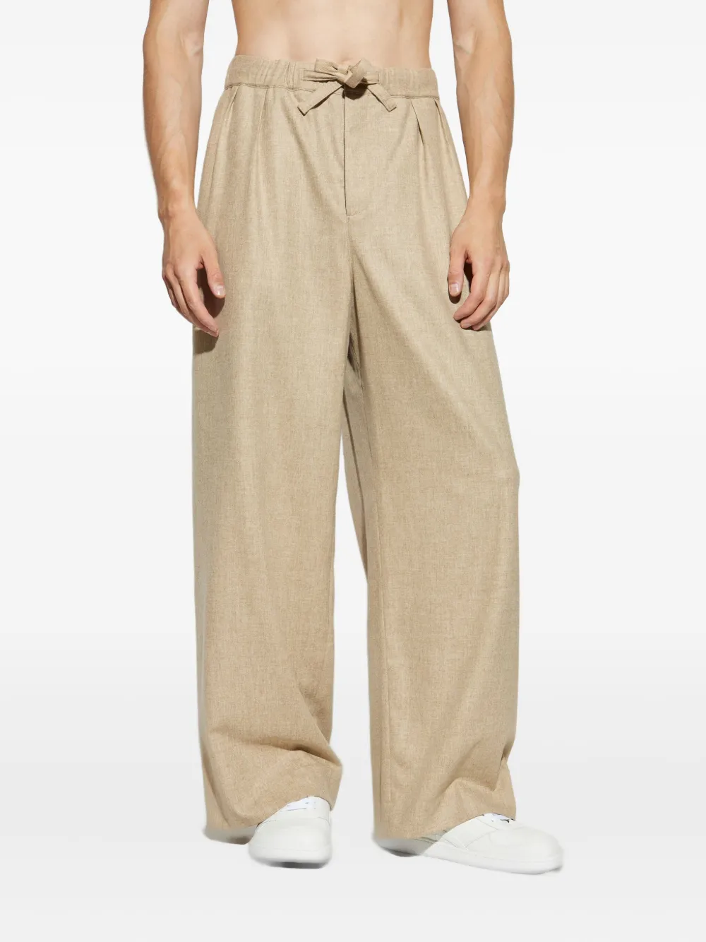 LOEWE Wollen broek met trekkoordtaille Beige