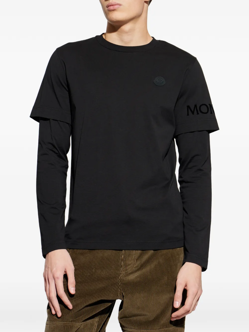 Moncler T-shirt met dubbele mouwen en logopatch Zwart