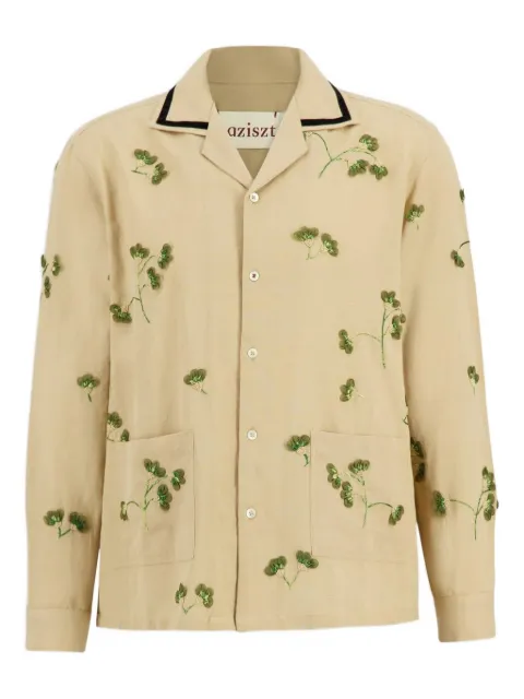 Baziszt camisa Rust con aplique floral