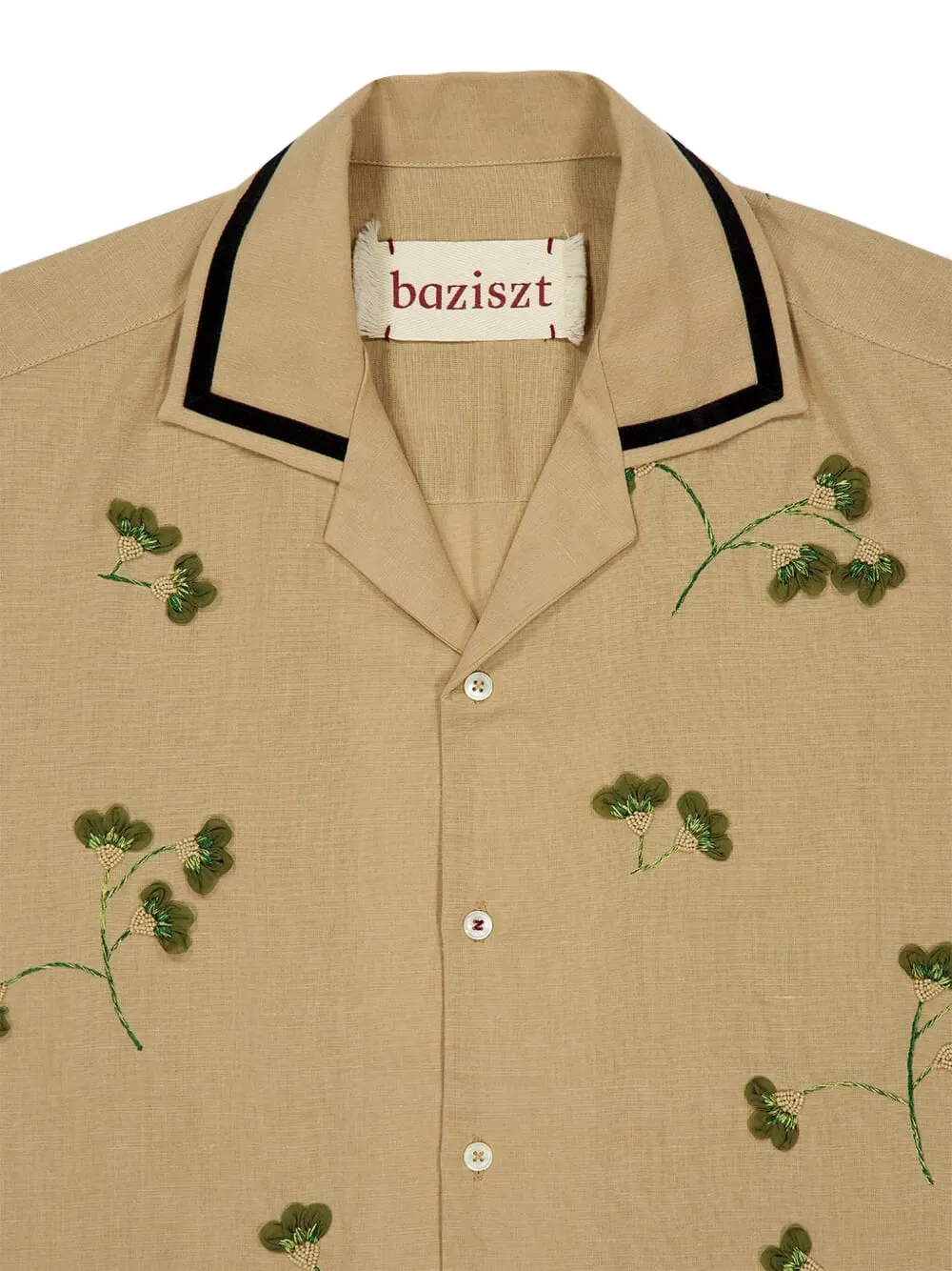 Baziszt Rust Floral-appliqué Shirt In Neutral