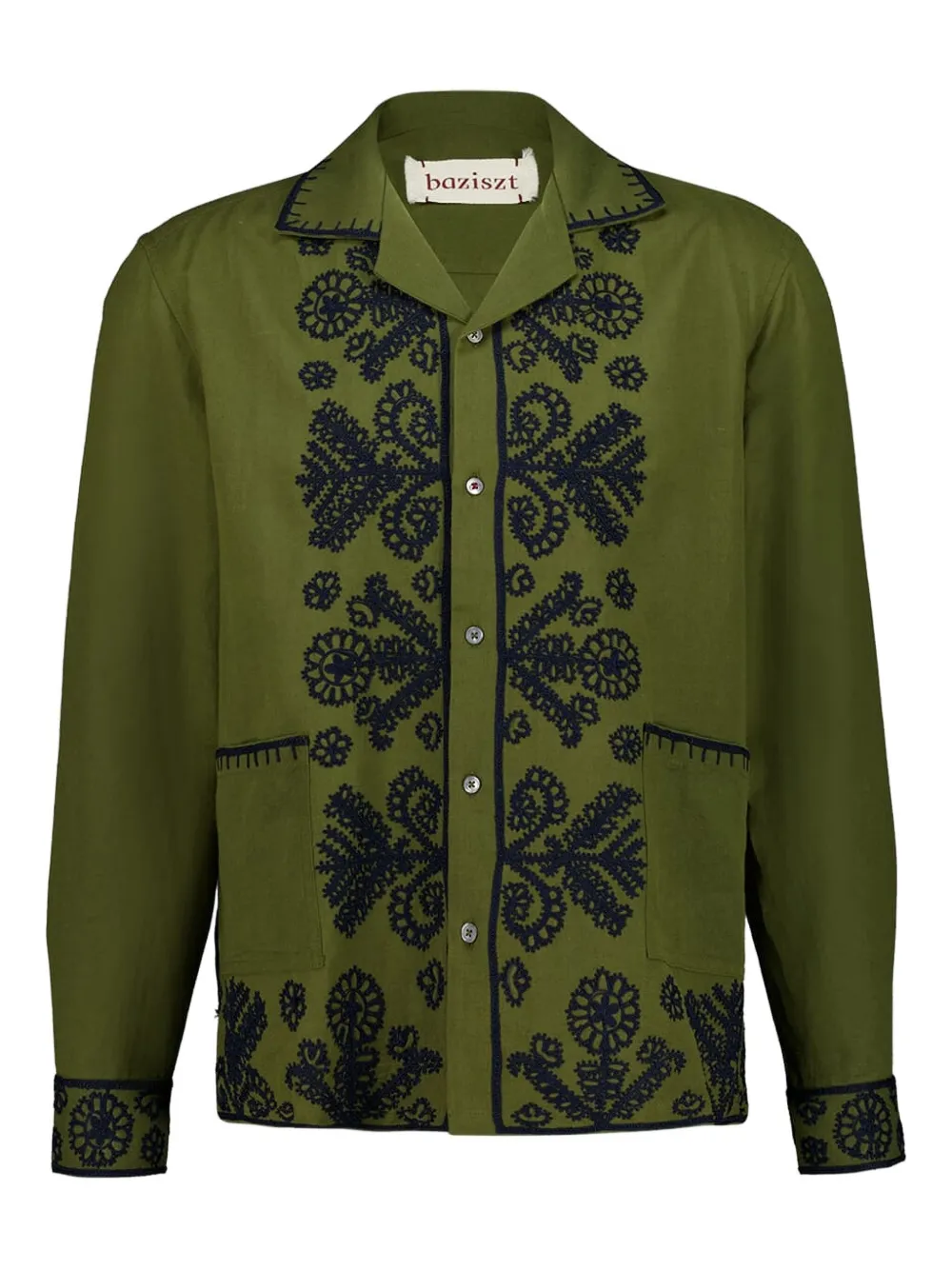 Baziszt embroidered long-sleeve shirt | Green | Image 1