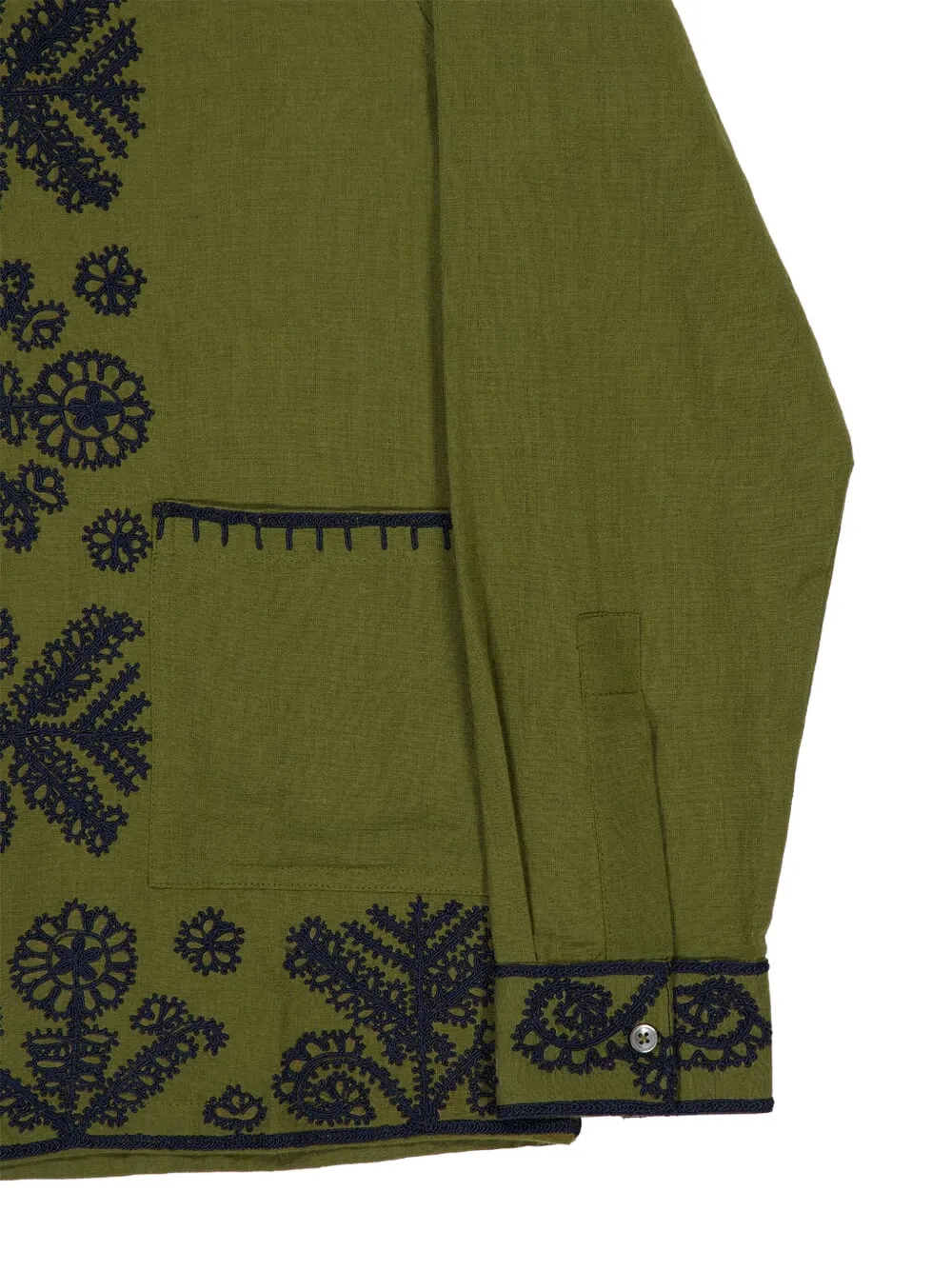 Baziszt Embroidered Long-sleeve Shirt In Green