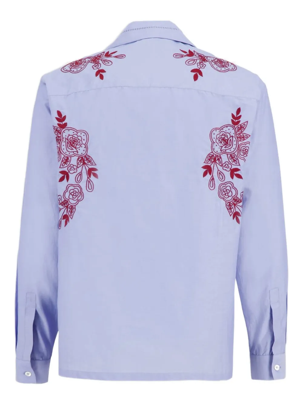 Baziszt Celeste overhemd met geborduurde bloemen - Blauw