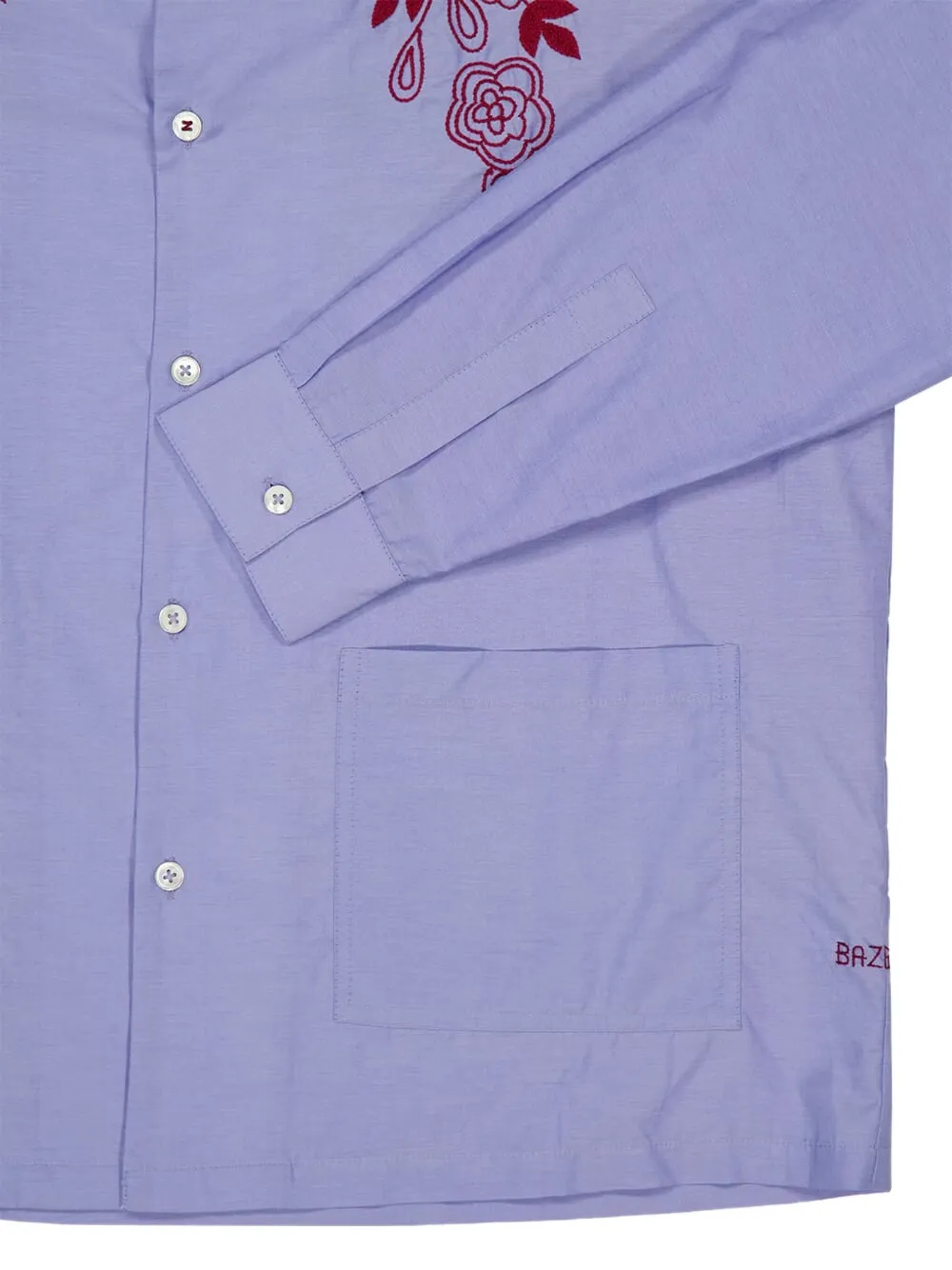 Baziszt Celeste Floral-embroidered Shirt In Blue