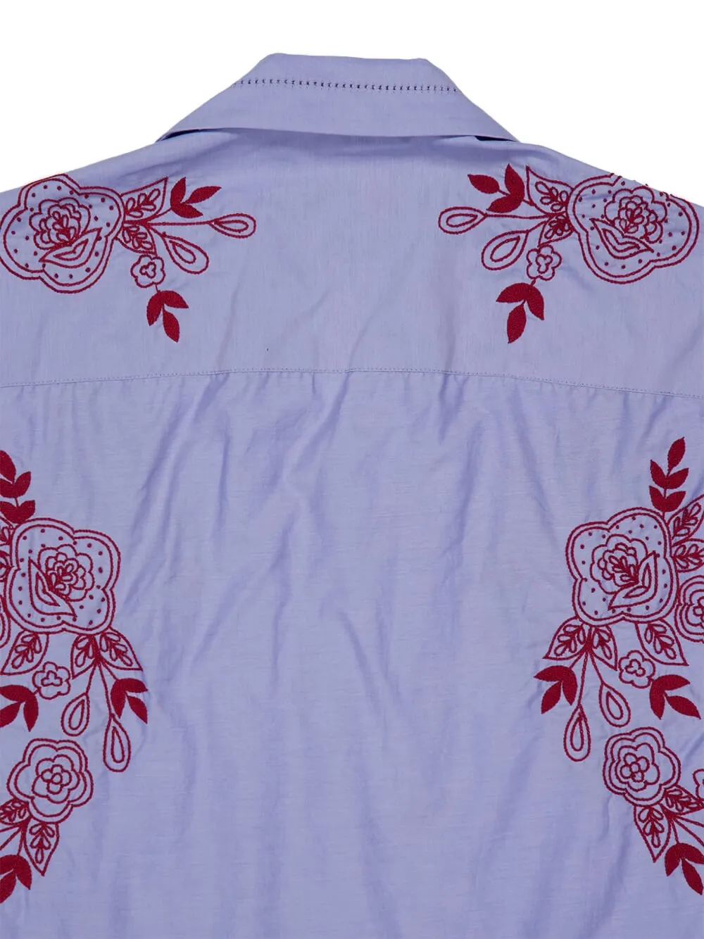 Baziszt Celeste Floral-embroidered Shirt In Blue