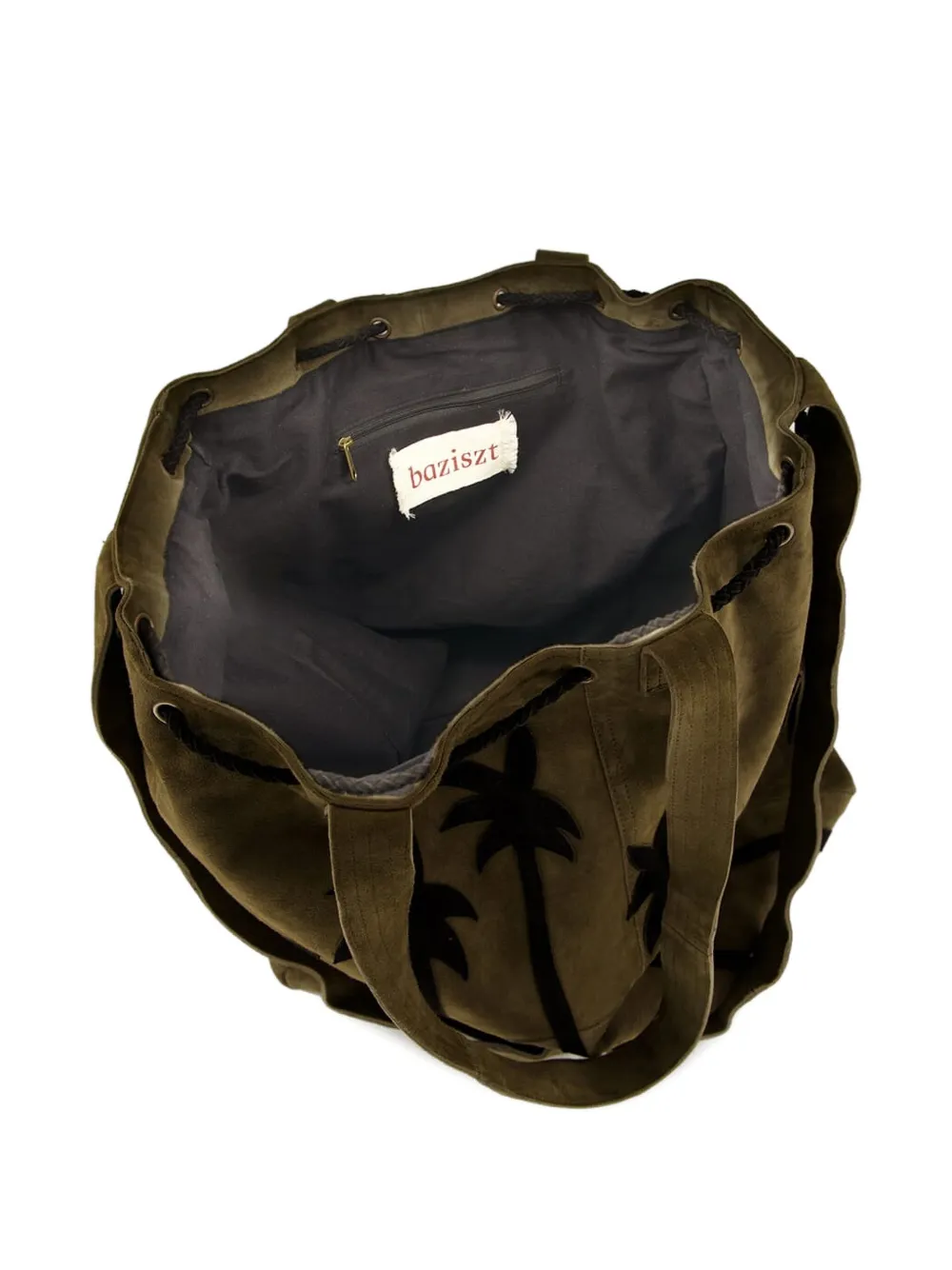 Baziszt Palm Tree Suede Shoulder Bag In Green