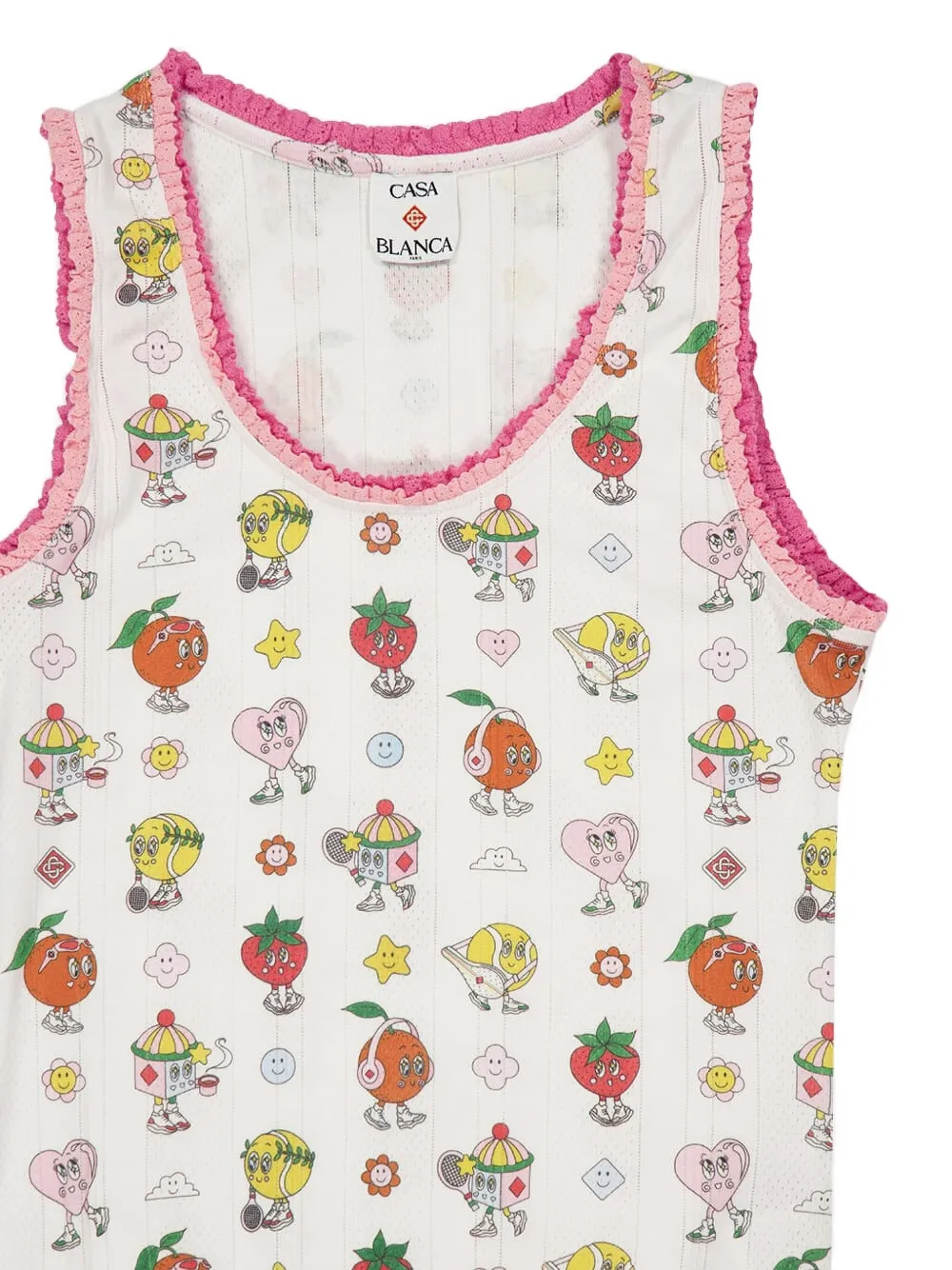 Casablanca Tanktop met franje afwerking en print Wit