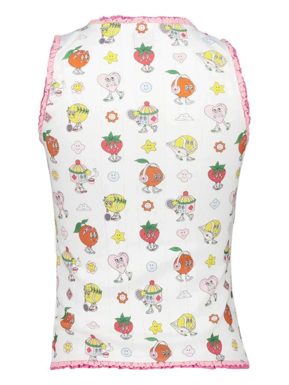 Casablanca Tanktop met franje afwerking en print Wit