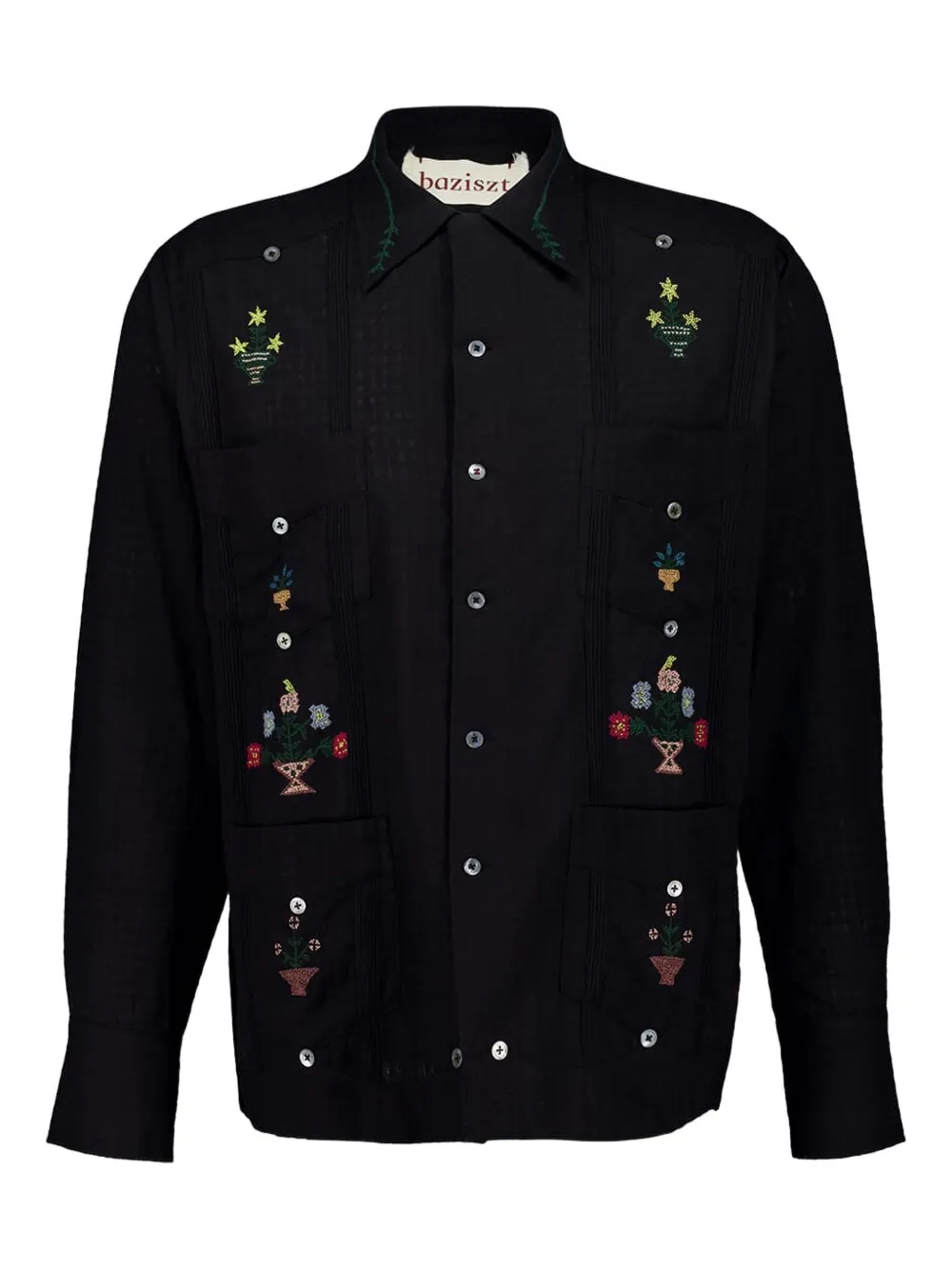 Baziszt Embroidered Long-sleeve Shirt In Black