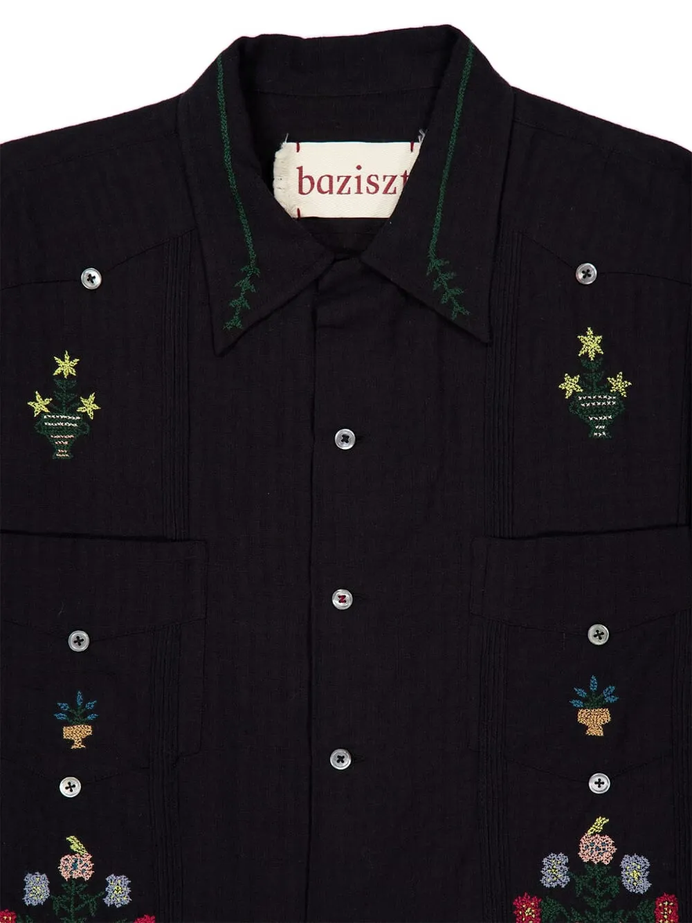 Baziszt Embroidered Long-sleeve Shirt In Black