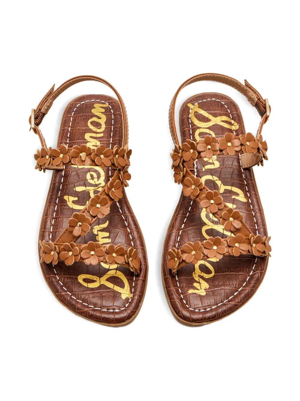 Sam Edelman flower-embellished buckle sandals Brown