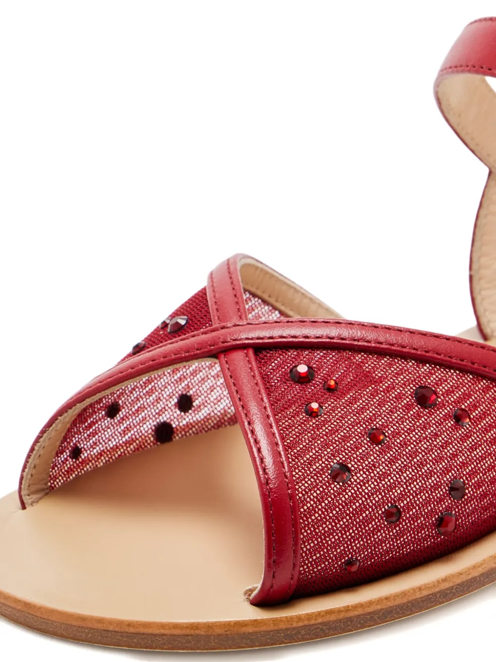 Andrea Wazen embellished cross-strap sandals Red