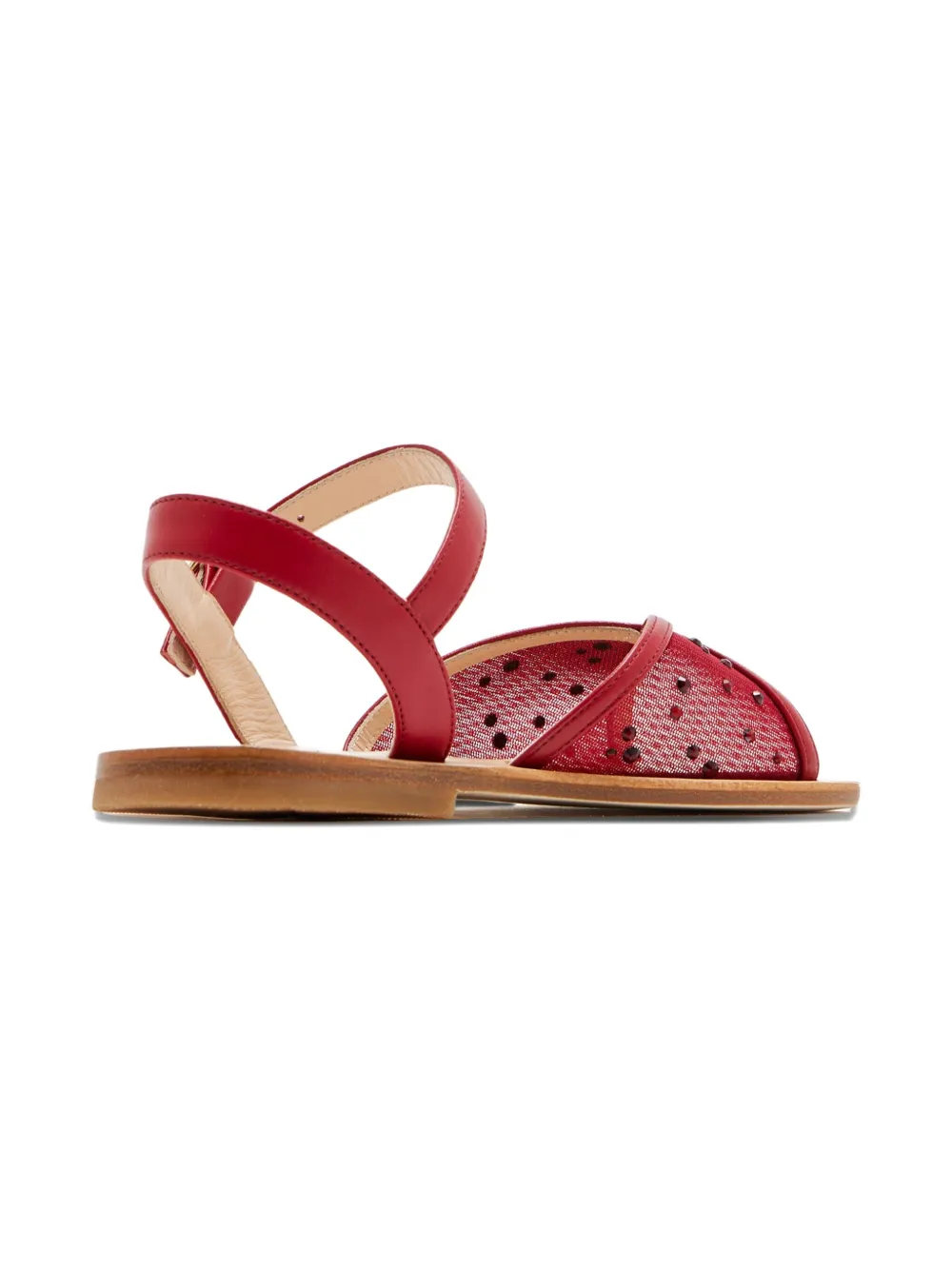 Andrea Wazen embellished cross-strap sandals Red