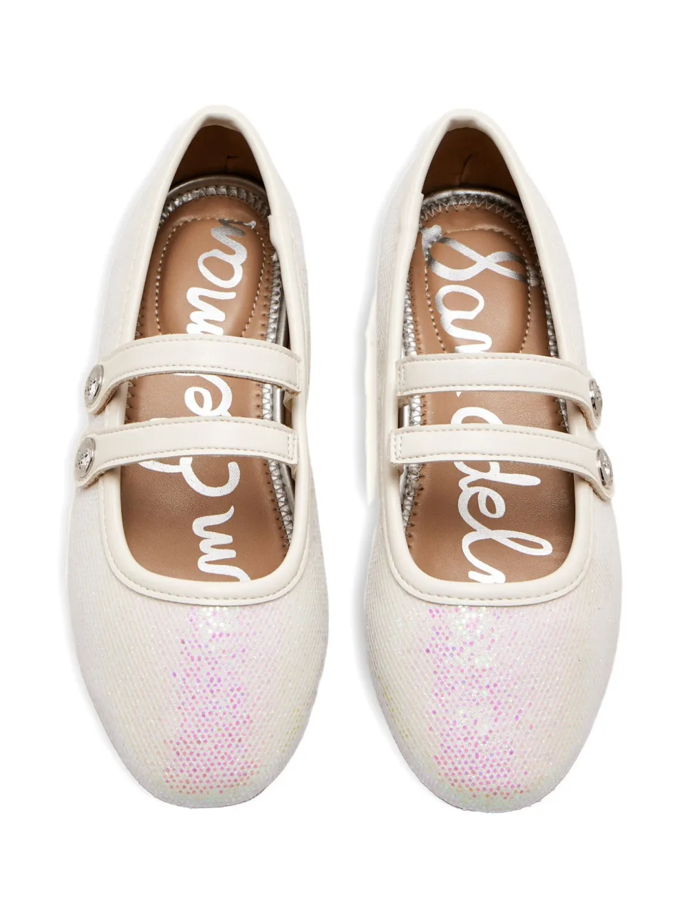 Sam Edelman Maeve Button G Sequined Ballerina Flats In White