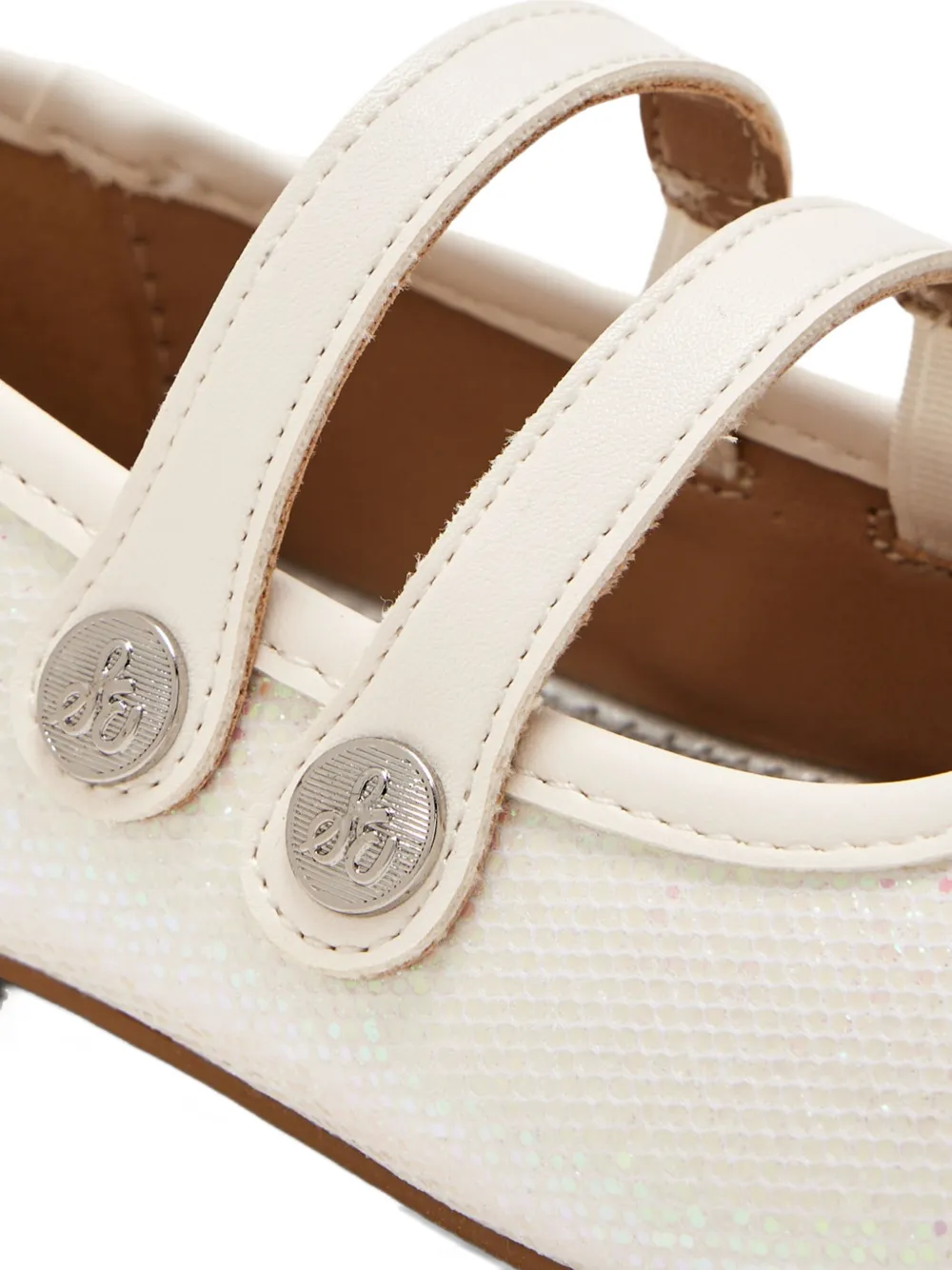 Sam Edelman Maeve Button G Sequined Ballerina Flats In White