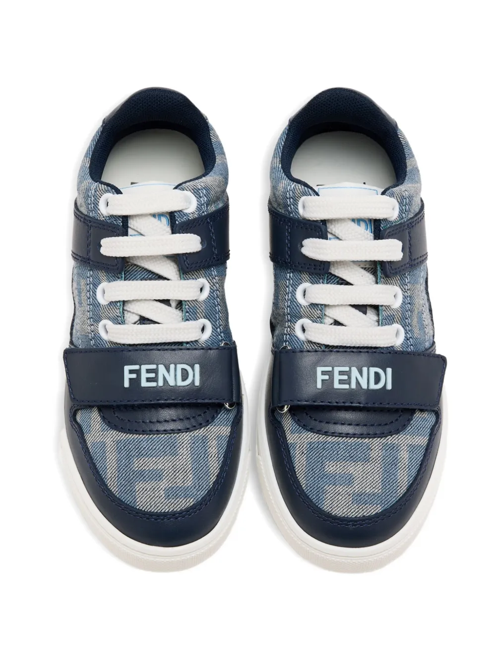 Fendi Ff-logo Denim Sneakers In Multi
