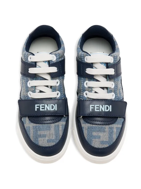 Fendi Kids FF-logo Denim Sneakers | Blue | FARFETCH