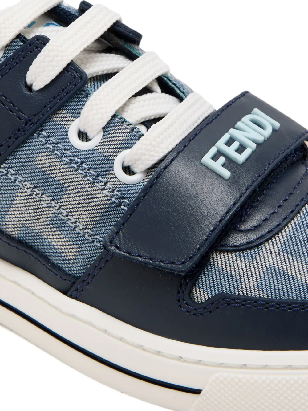 Fendi Ff-logo Denim Sneakers In Multi