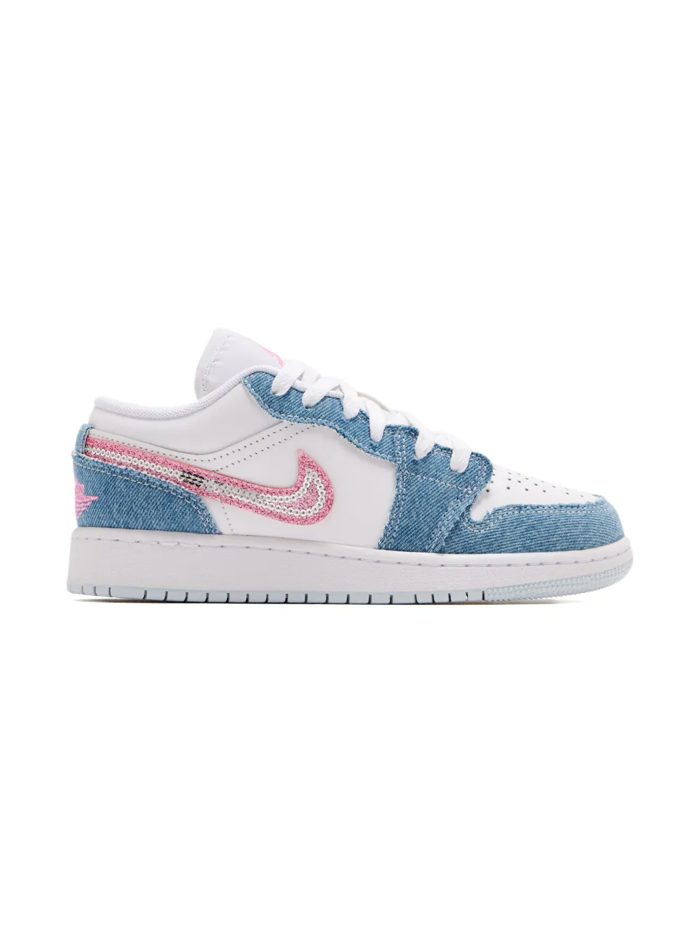 Nike Kids Air Jordan 1 denim-panel sneakers White