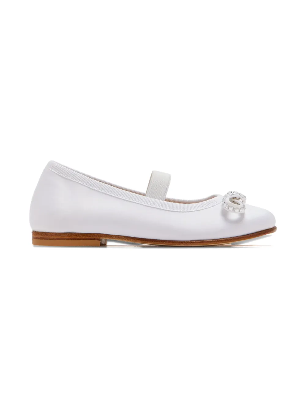 Andrea Wazen crystal-bow ballerinas White