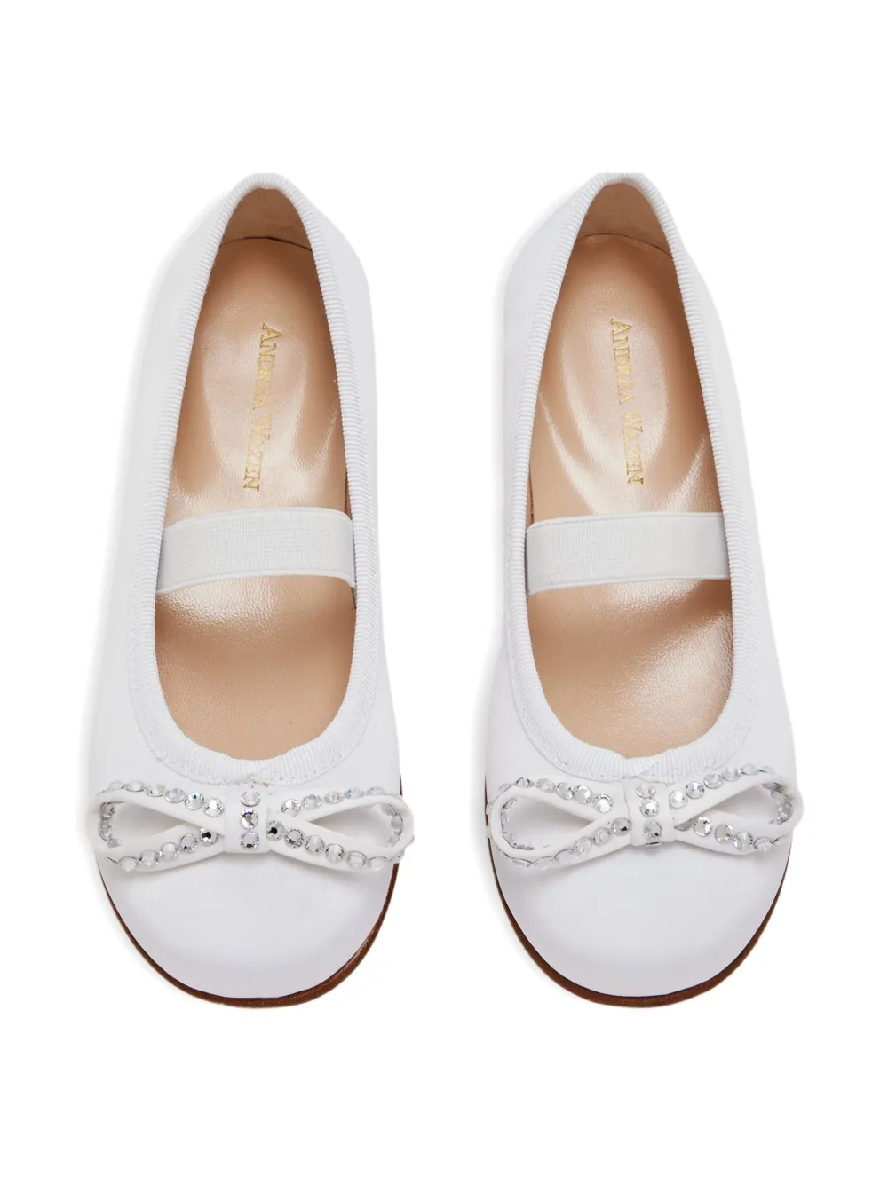 Andrea Wazen crystal-bow ballerinas White